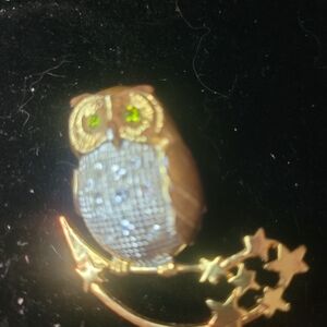 Gold Toned Owl Brooch